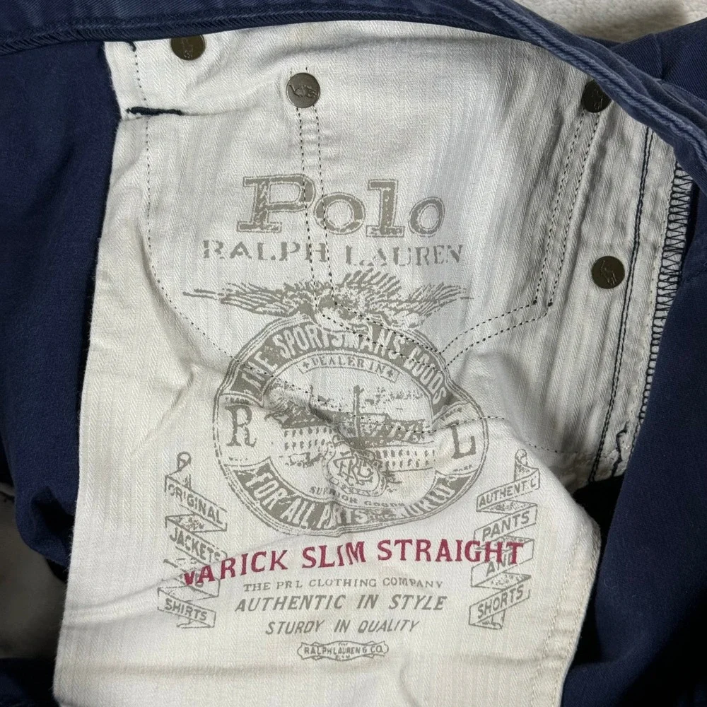 Polo Ralph Lauren Mens 34x30 Navy Blue Authentic Dungarees Straight Leg Pants